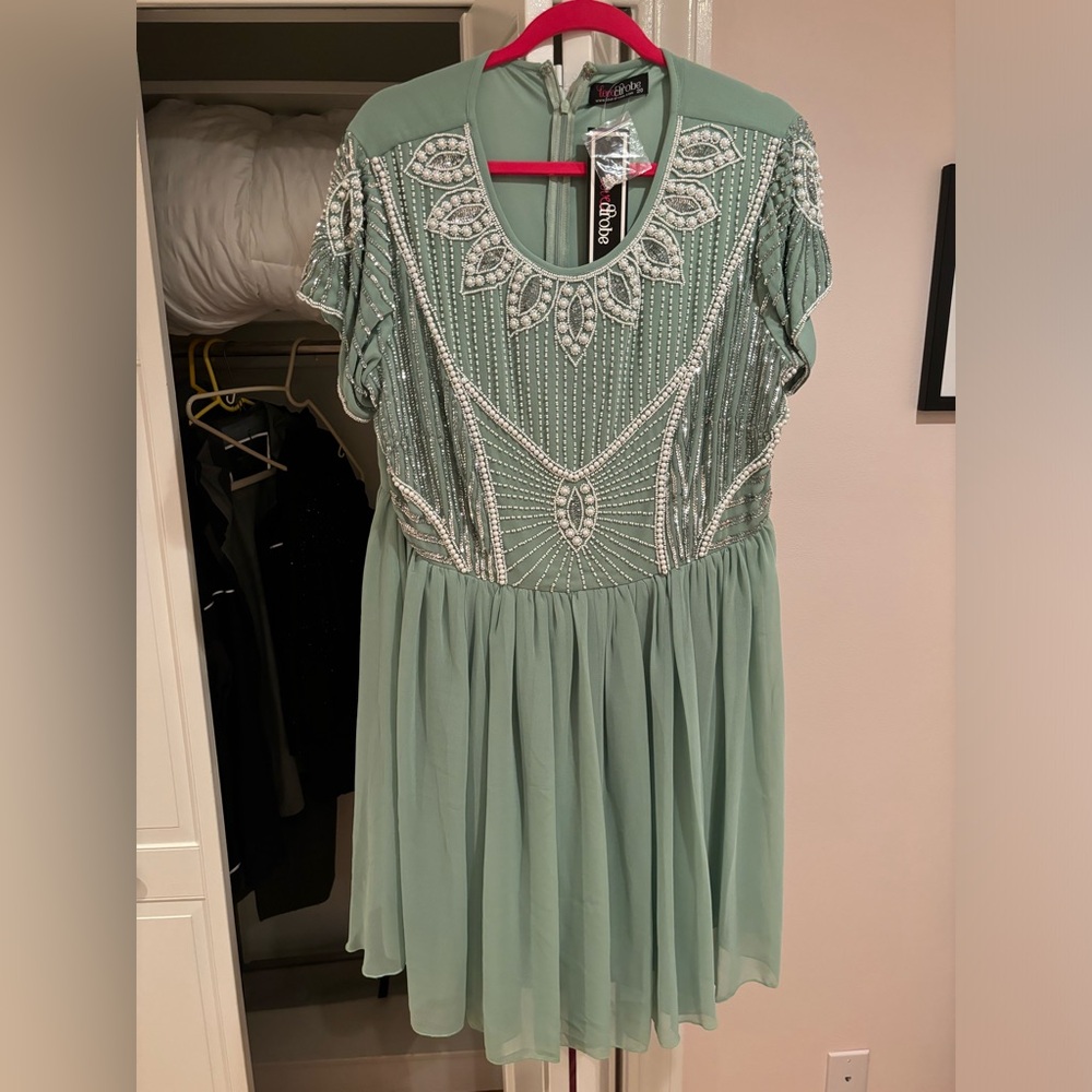 Beaded Emerald Green Dress | 16